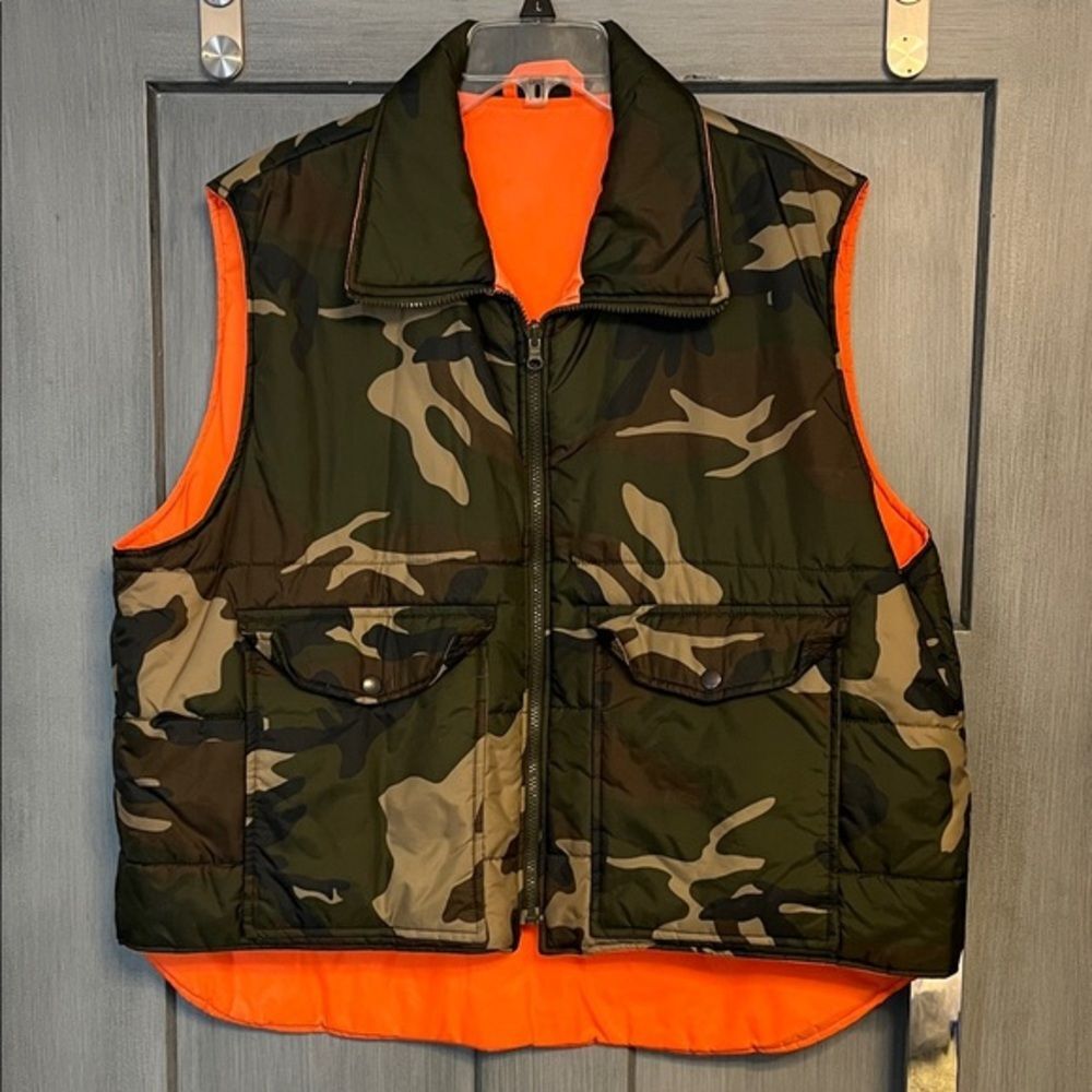 Vintage 90’s Men’s SZ XL Reversible Winchester Brand Puffer Vest, hunting, camo